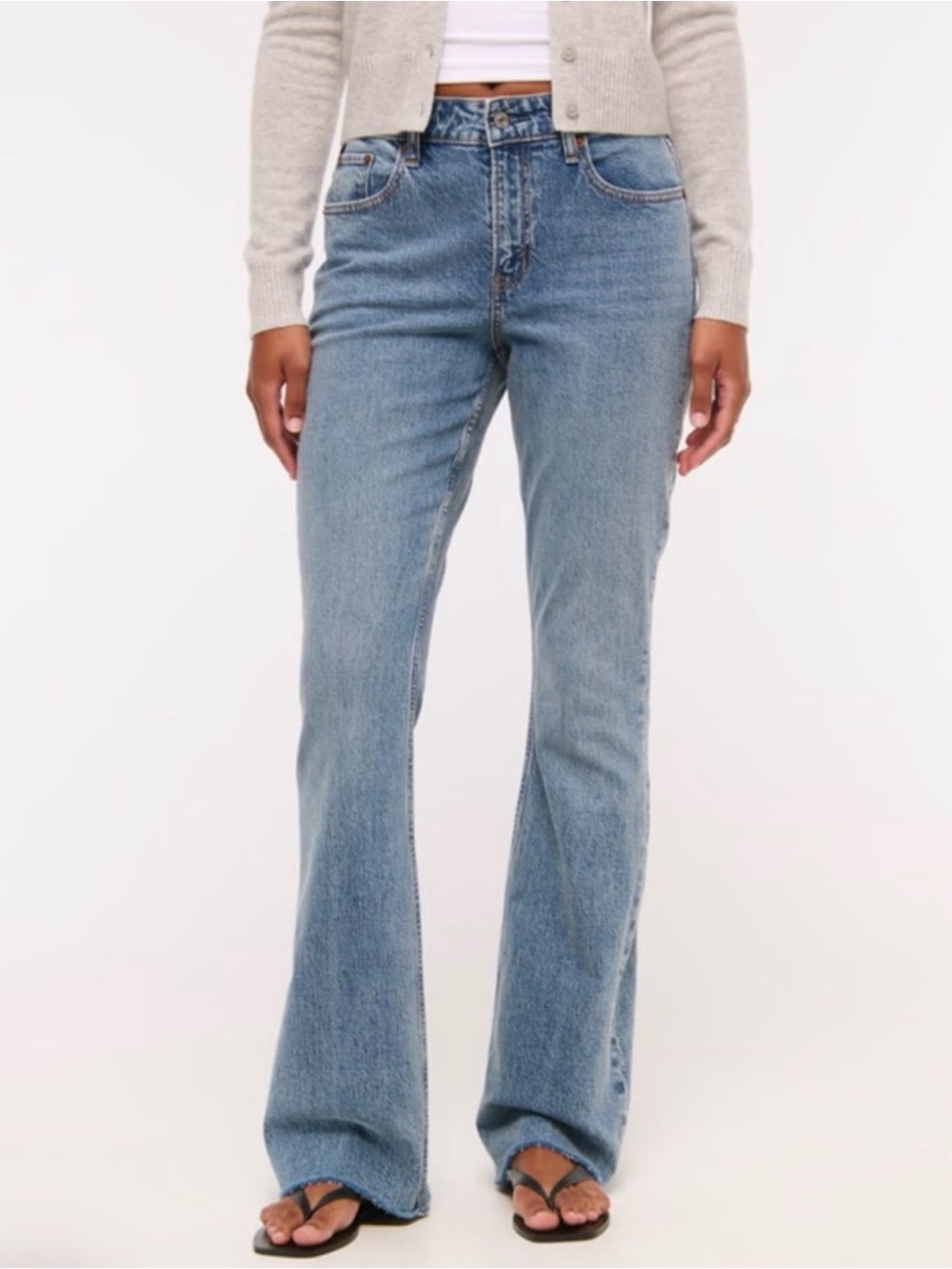Abercrombie & Fitch Curve Love Mid Rise Bootcut Jean blue wash size 30 long